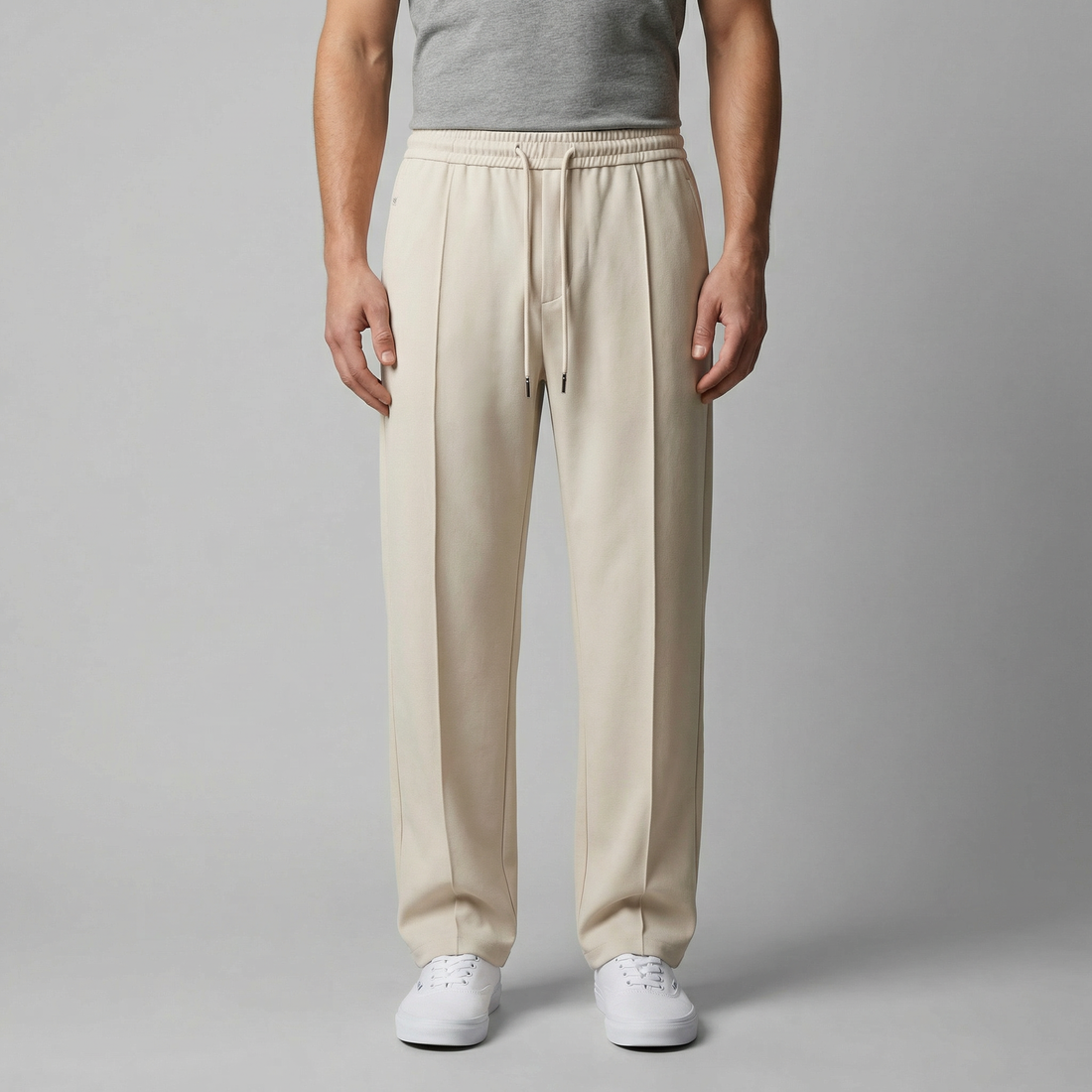 Men's Wide Leg Trousers with Drawstring