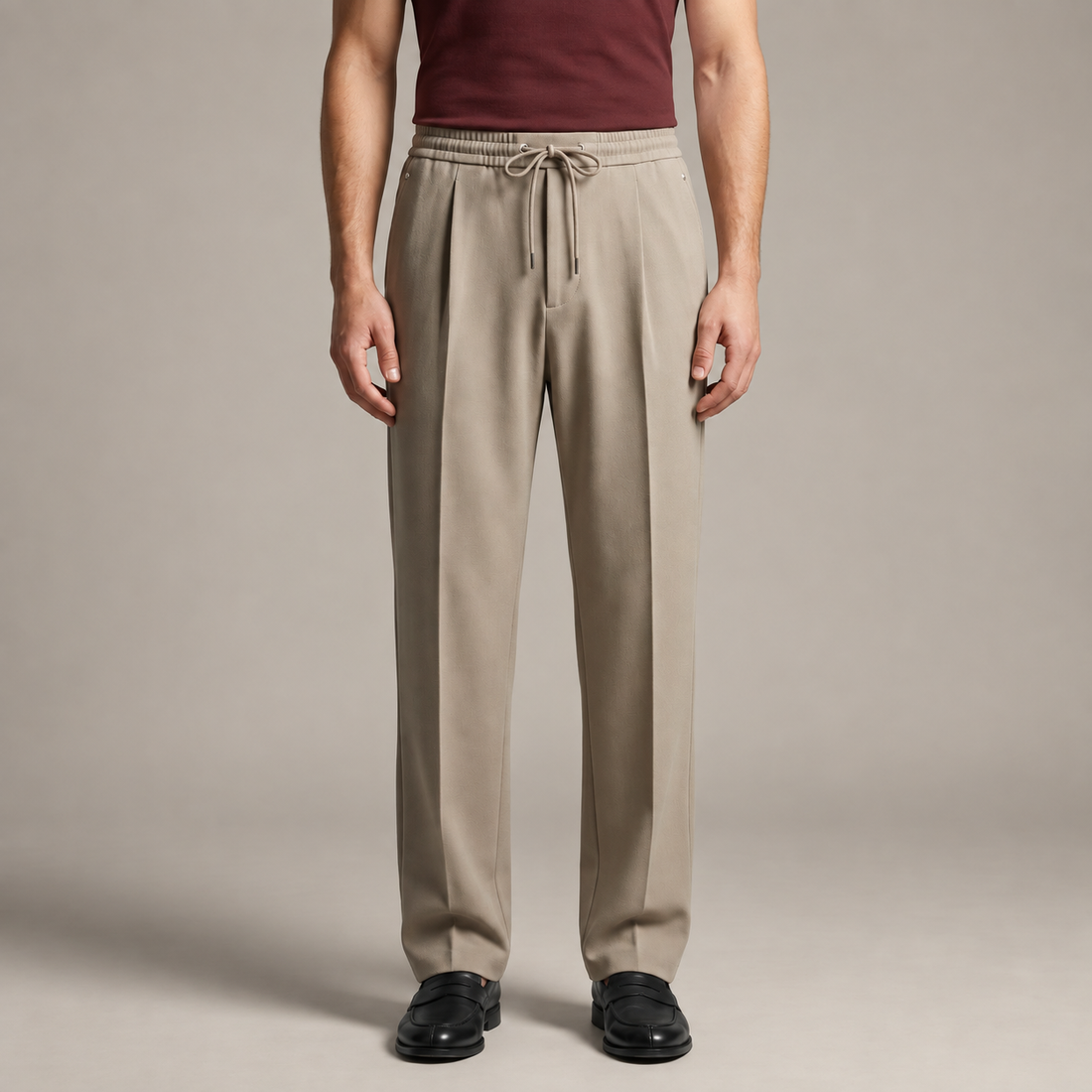 Men's Wide Leg Trousers with Drawstring