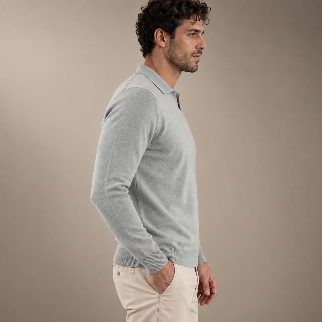 Men's Wool V-Neck Polo