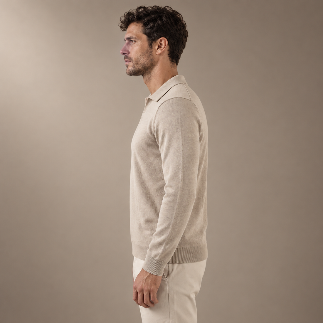 Men's Wool V-Neck Polo