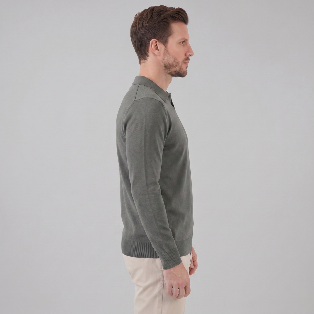 Men's Wool V-Neck Polo