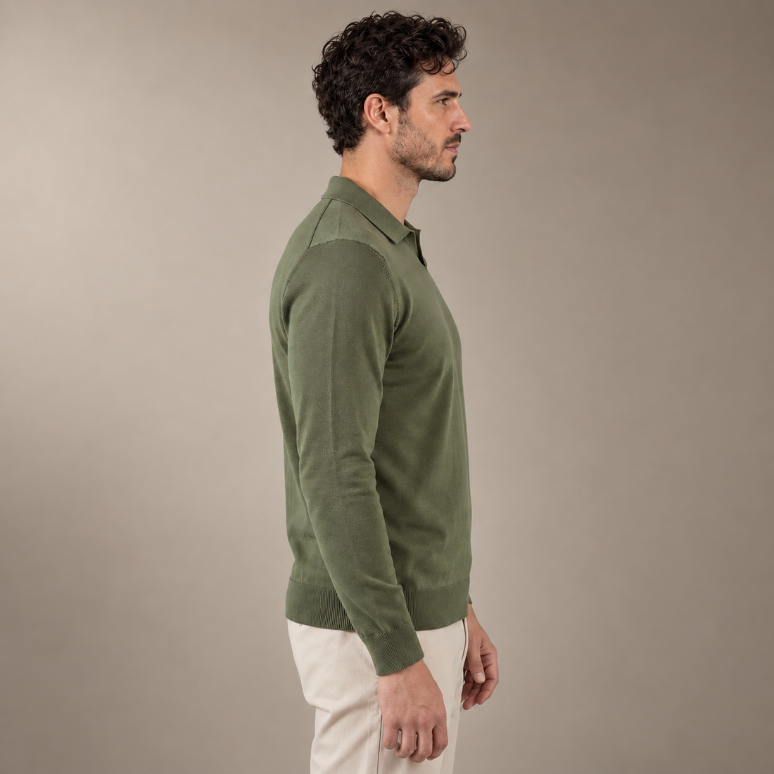 Men's Wool V-Neck Polo