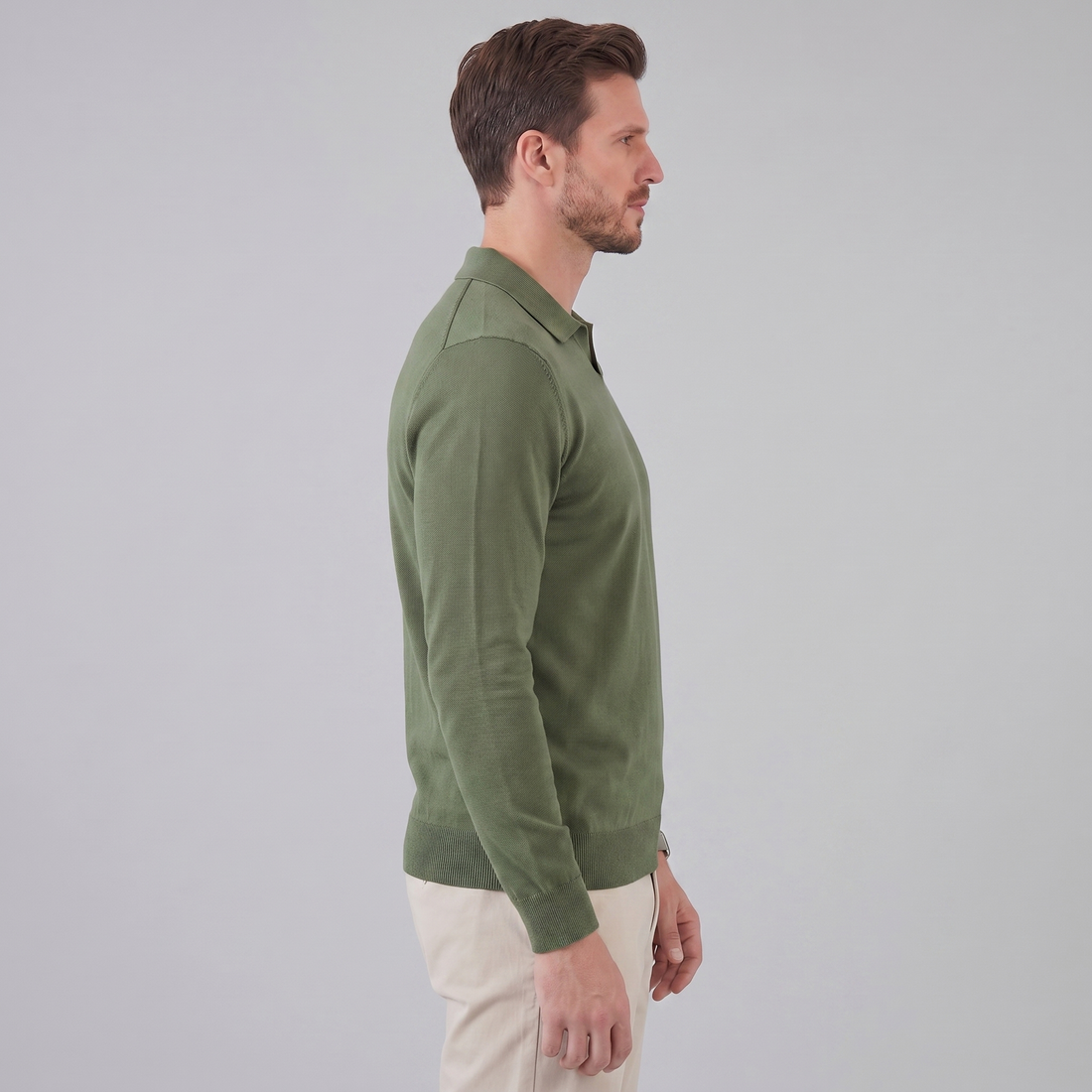 Men's Wool V-Neck Polo