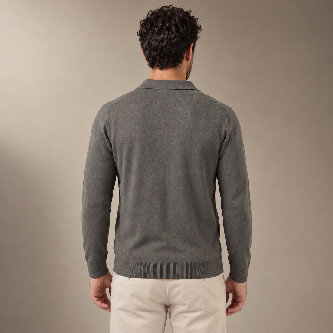 Men's Wool V-Neck Polo