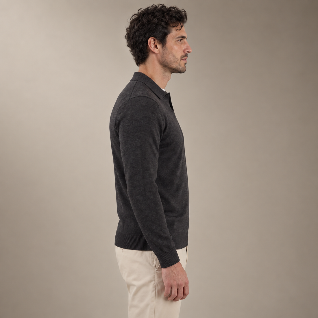 Men's Wool V-Neck Polo