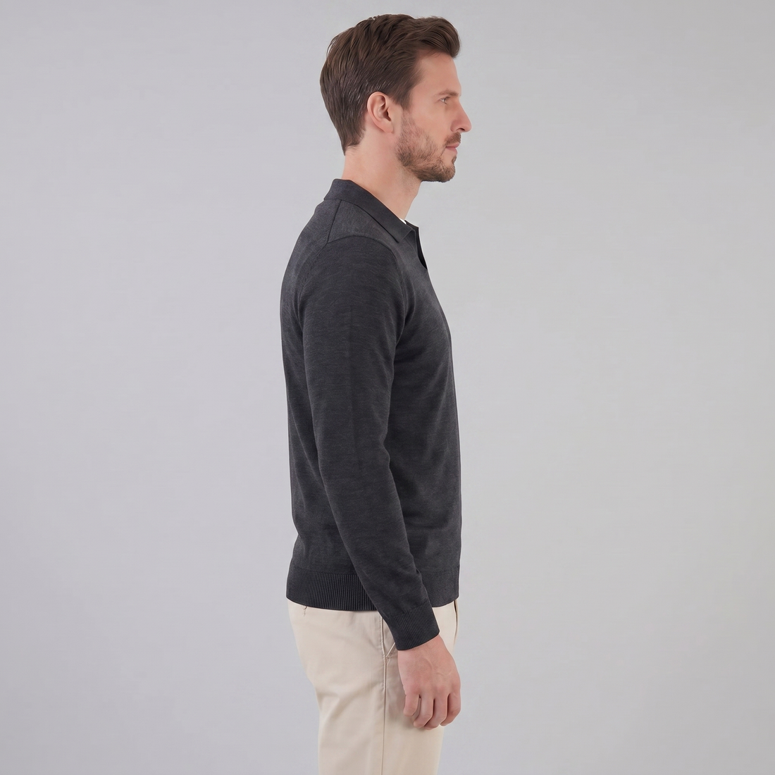 Men's Wool V-Neck Polo