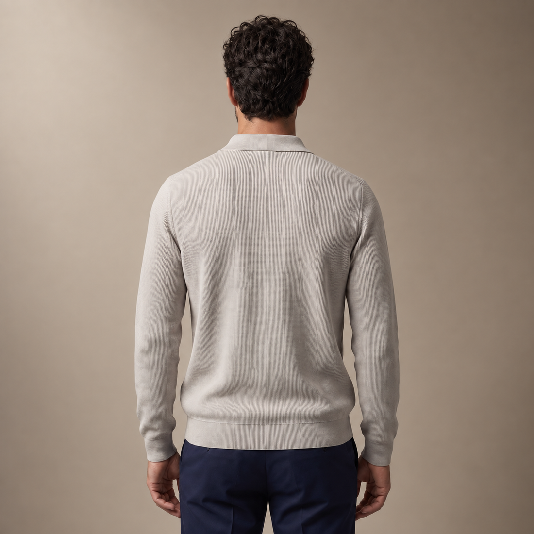 Men's Ribbed Quarter-Zip Polo Sweater