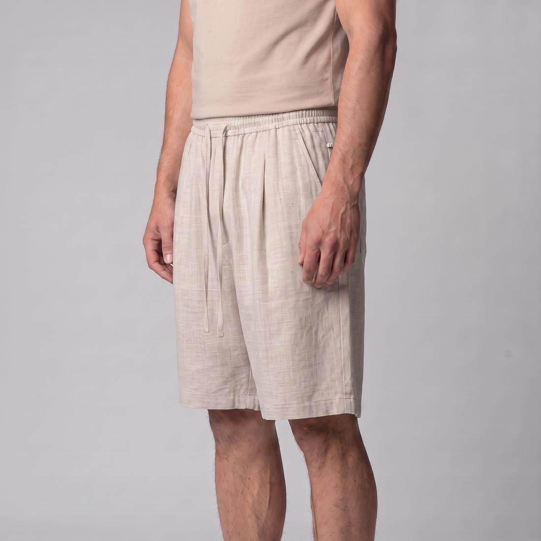 Men's Textured Polyester Drawstring Shorts