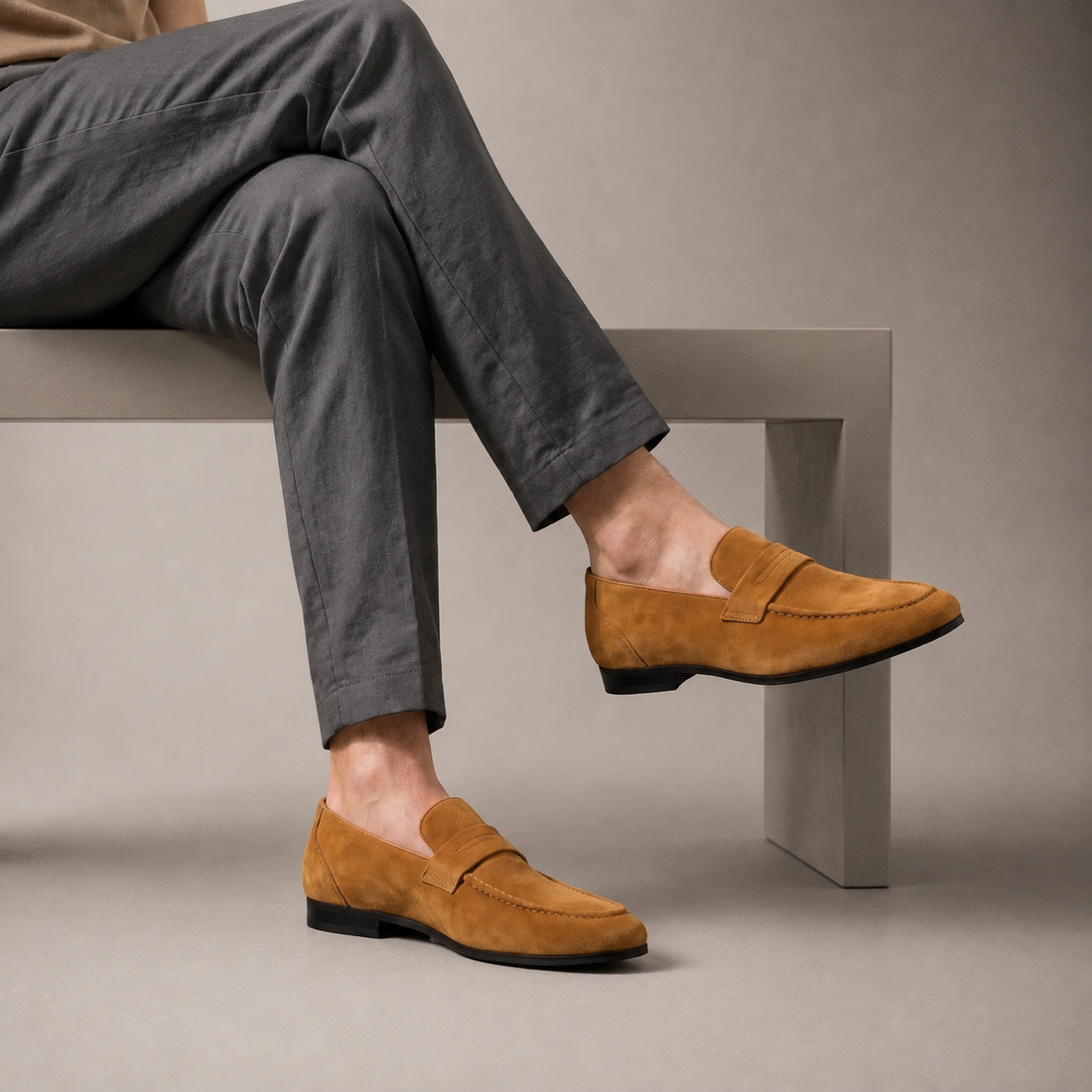 Men's Suede Penny Loafers