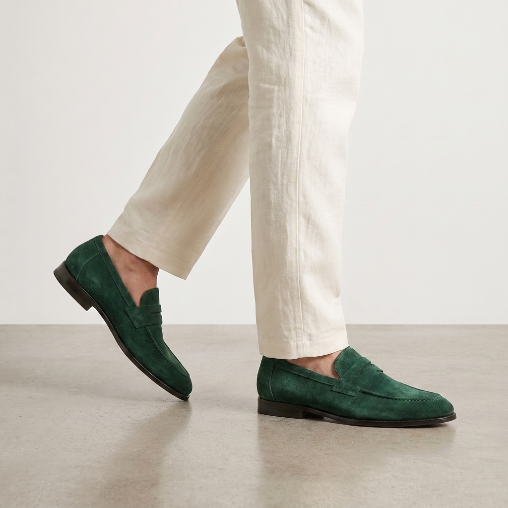 Men's Suede-Effect Penny Loafers