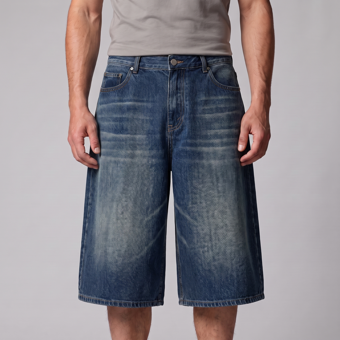 Men's Wide Leg Denim Shorts