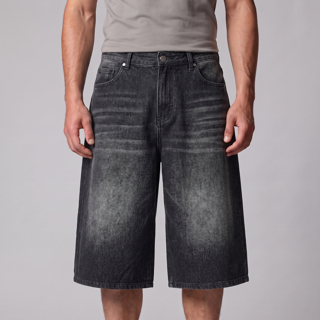 Men's Wide Leg Denim Shorts