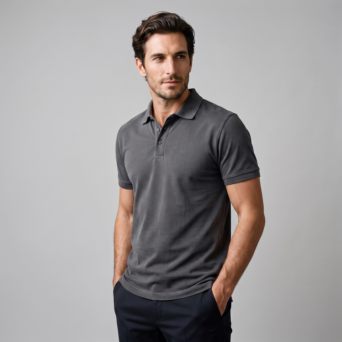 Men's Short Sleeve Polo Shirt with Structured Collar