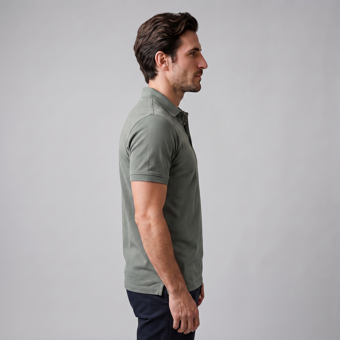Men's Short Sleeve Polo Shirt with Structured Collar