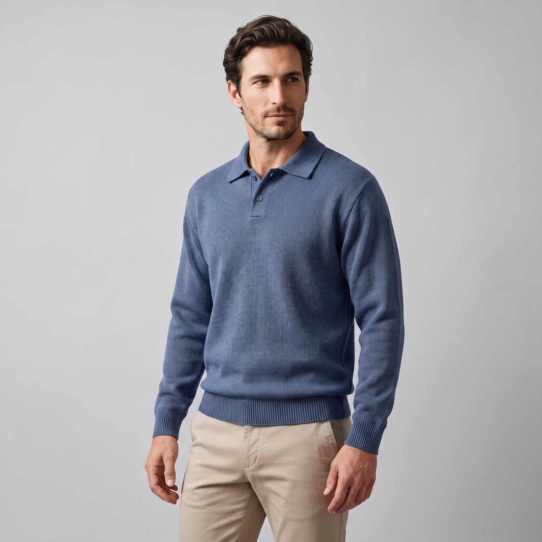 Men's Autumn Long Sleeved Polo Sweater