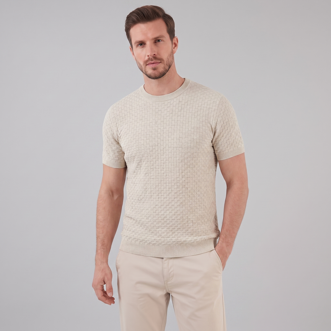 Men's Basket Weave Knit T-Shirt