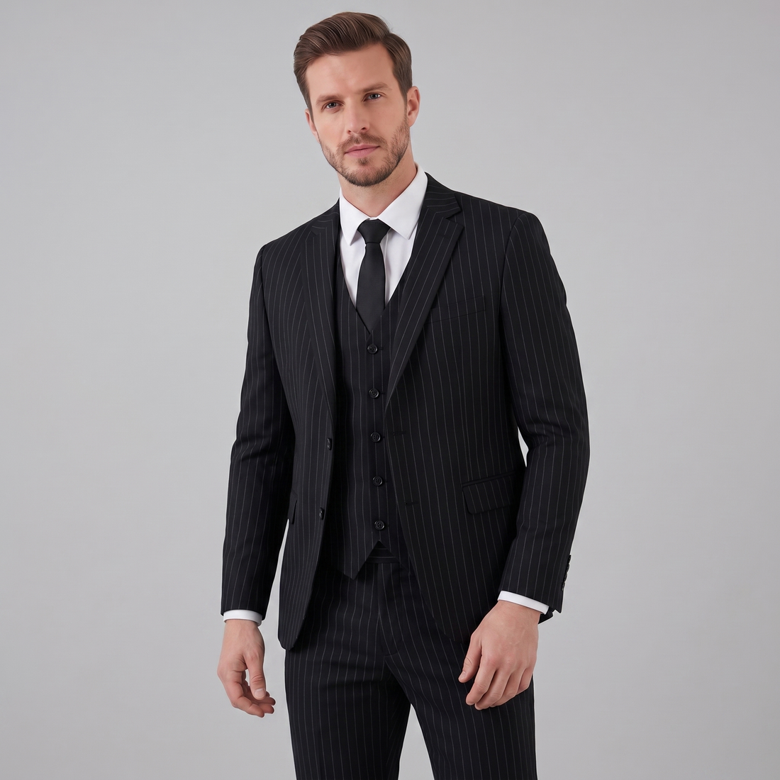 Men's Business Striped Blazer Suit Set