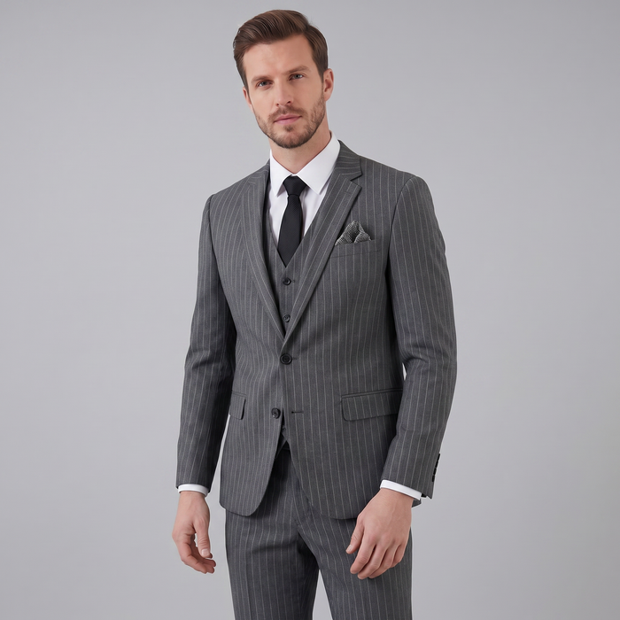 Men's Business Striped Blazer Suit Set