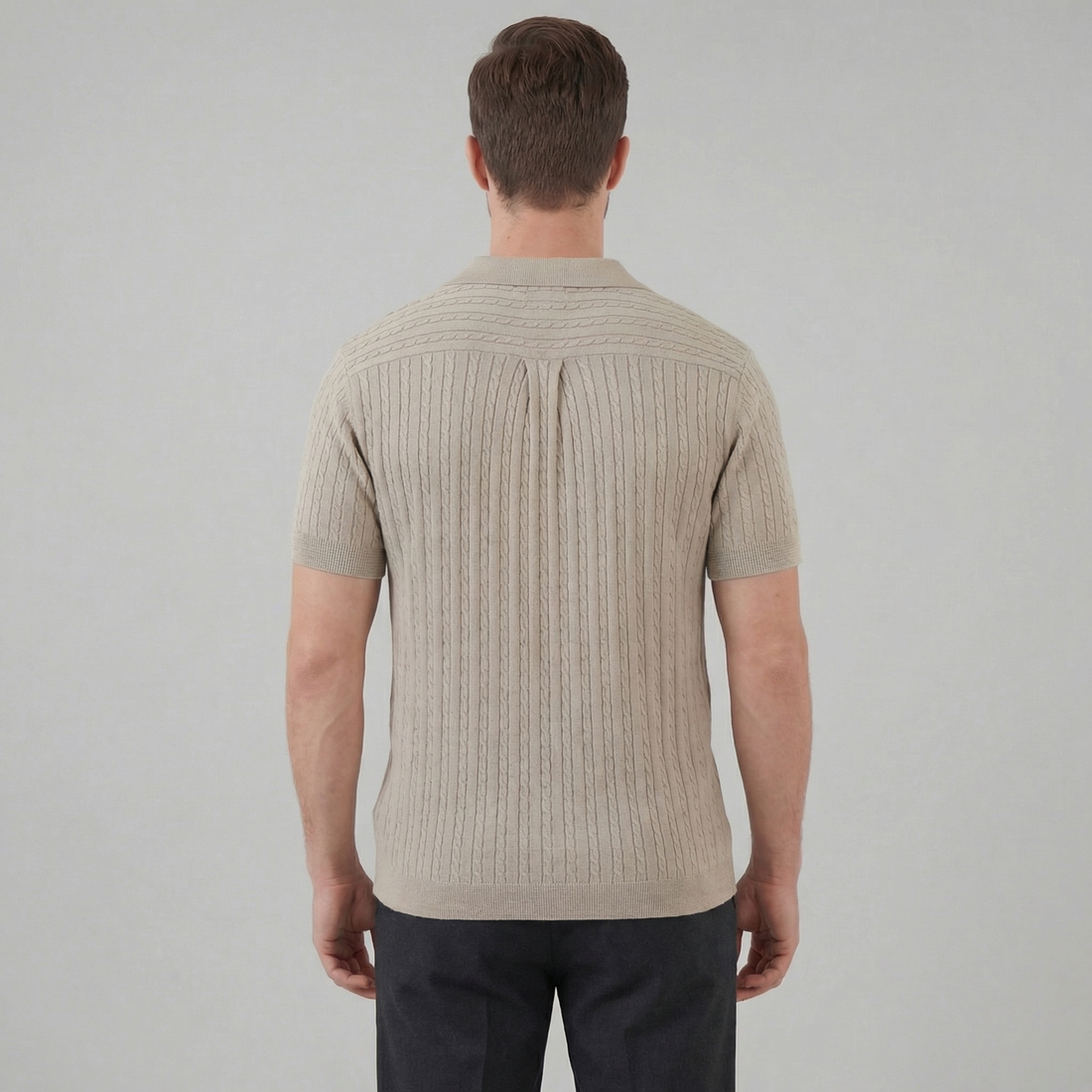 Men's Cable Knit Short Sleeve Shirt