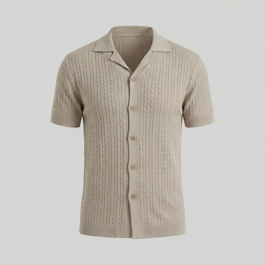 Men's Cable Knit Short Sleeve Shirt
