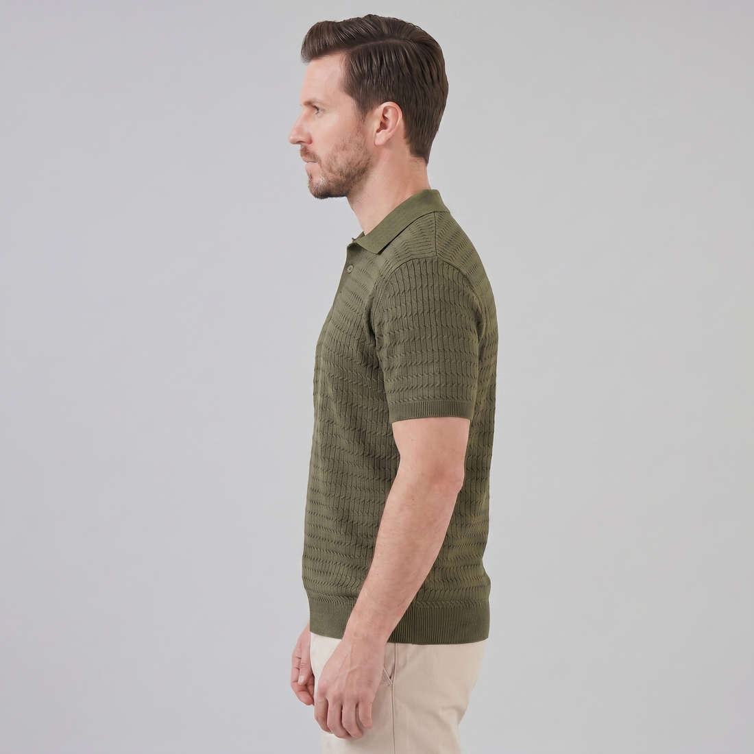 Men's Cable Texture Knit Polo