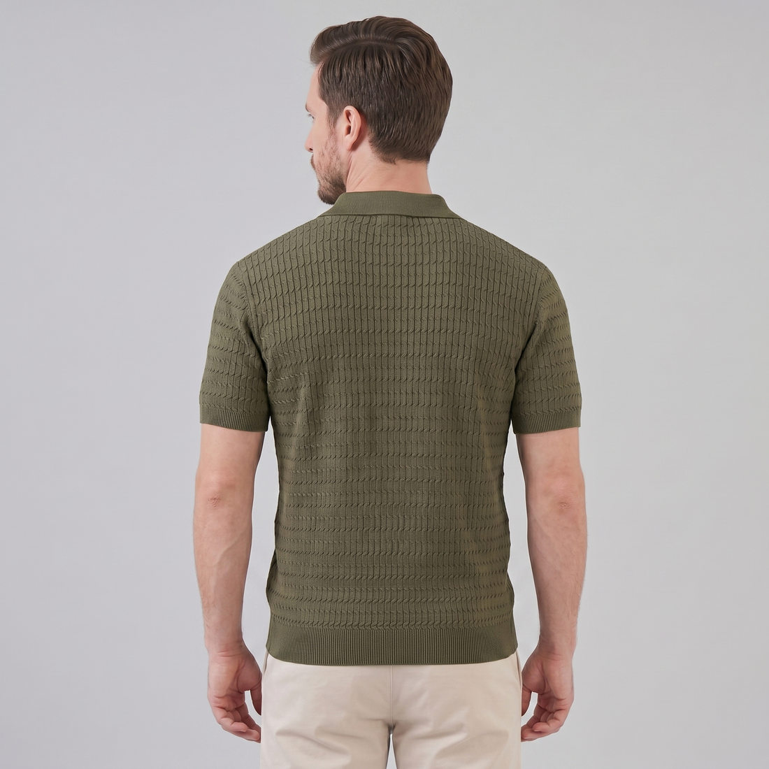 Men's Cable Texture Knit Polo