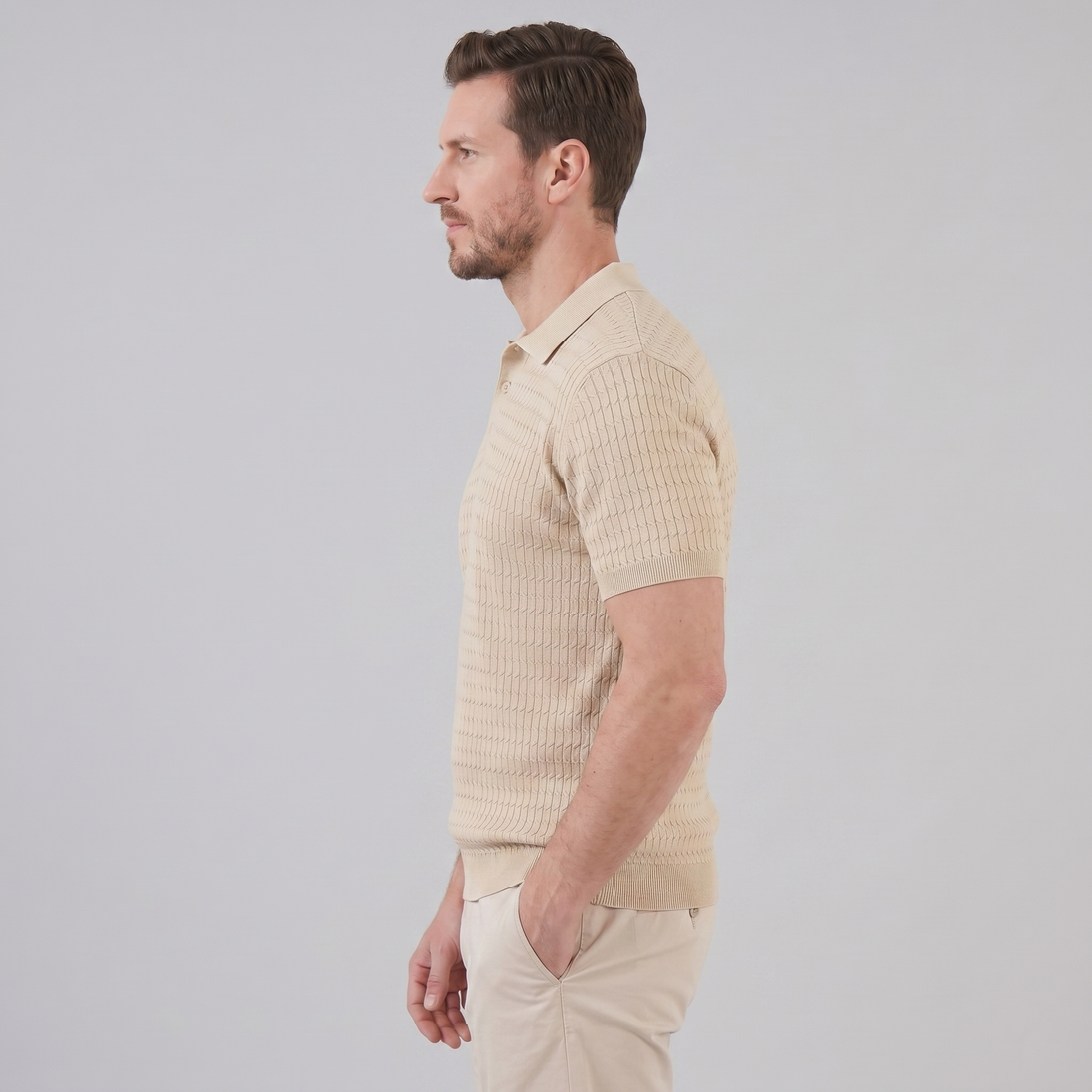 Men's Cable Texture Knit Polo