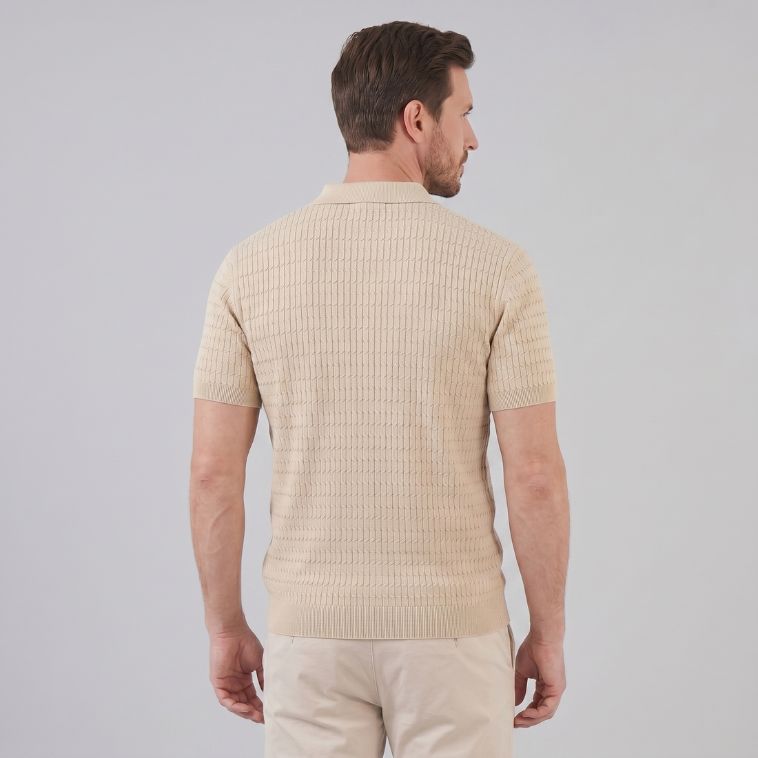 Men's Cable Texture Knit Polo
