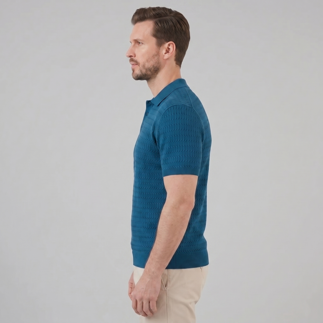 Men's Cable Texture Knit Polo
