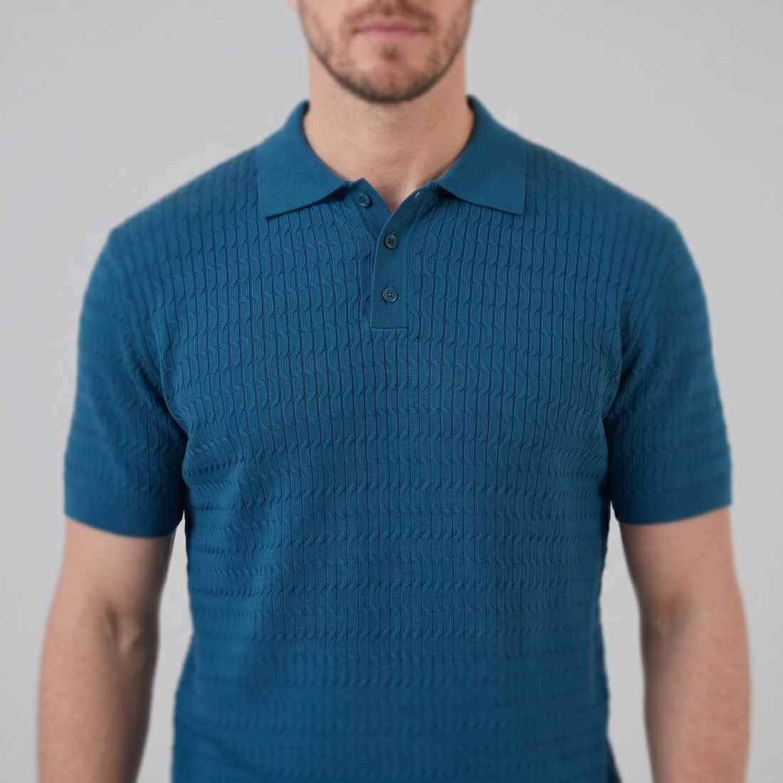 Men's Cable Texture Knit Polo