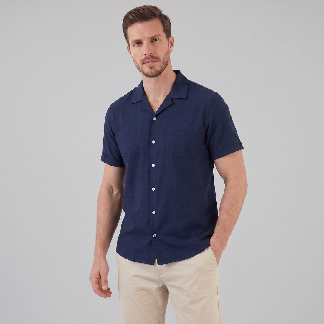 Men's Camp Collar Short-Sleeve Shirt