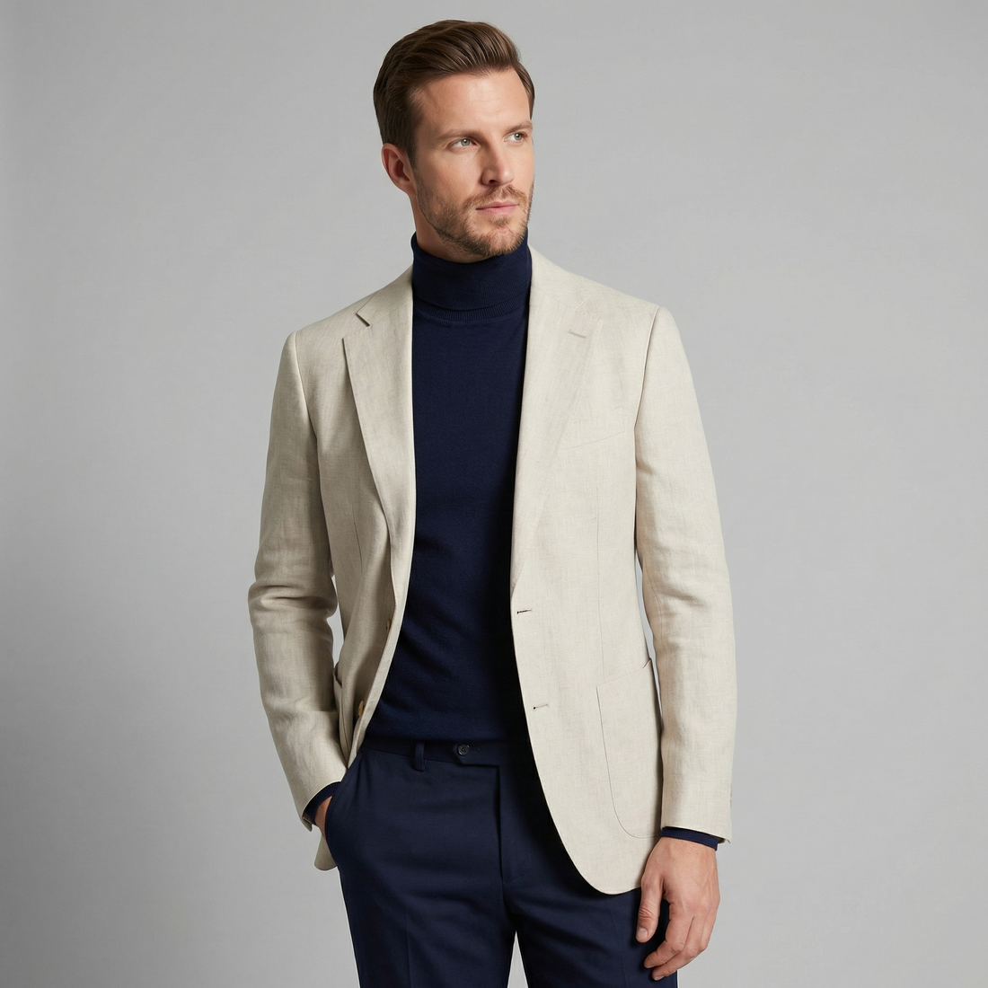 Men's Casual Linen Blazer Jacket