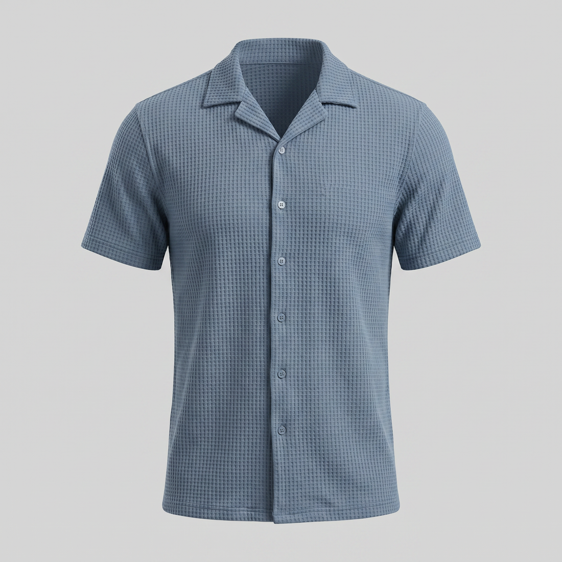 Men's Casual Waffle Textured Button-Up Shirt