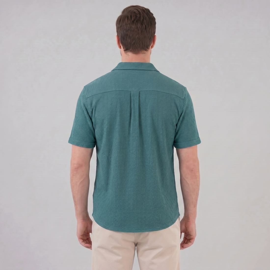 Men's Casual Waffle Textured Button-Up Shirt