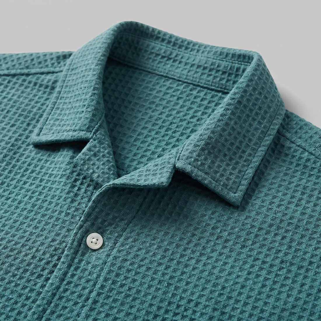 Men's Casual Waffle Textured Button-Up Shirt