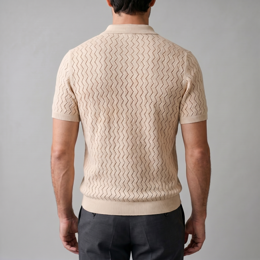 Men's Chevron Open-Knit Polo