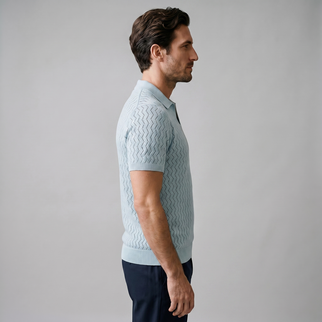 Men's Chevron Open-Knit Polo