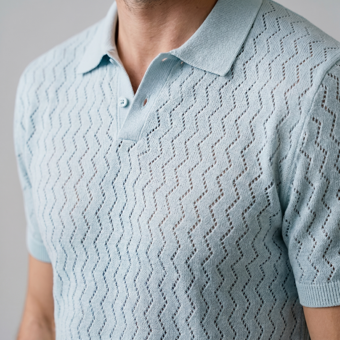 Men's Chevron Open-Knit Polo