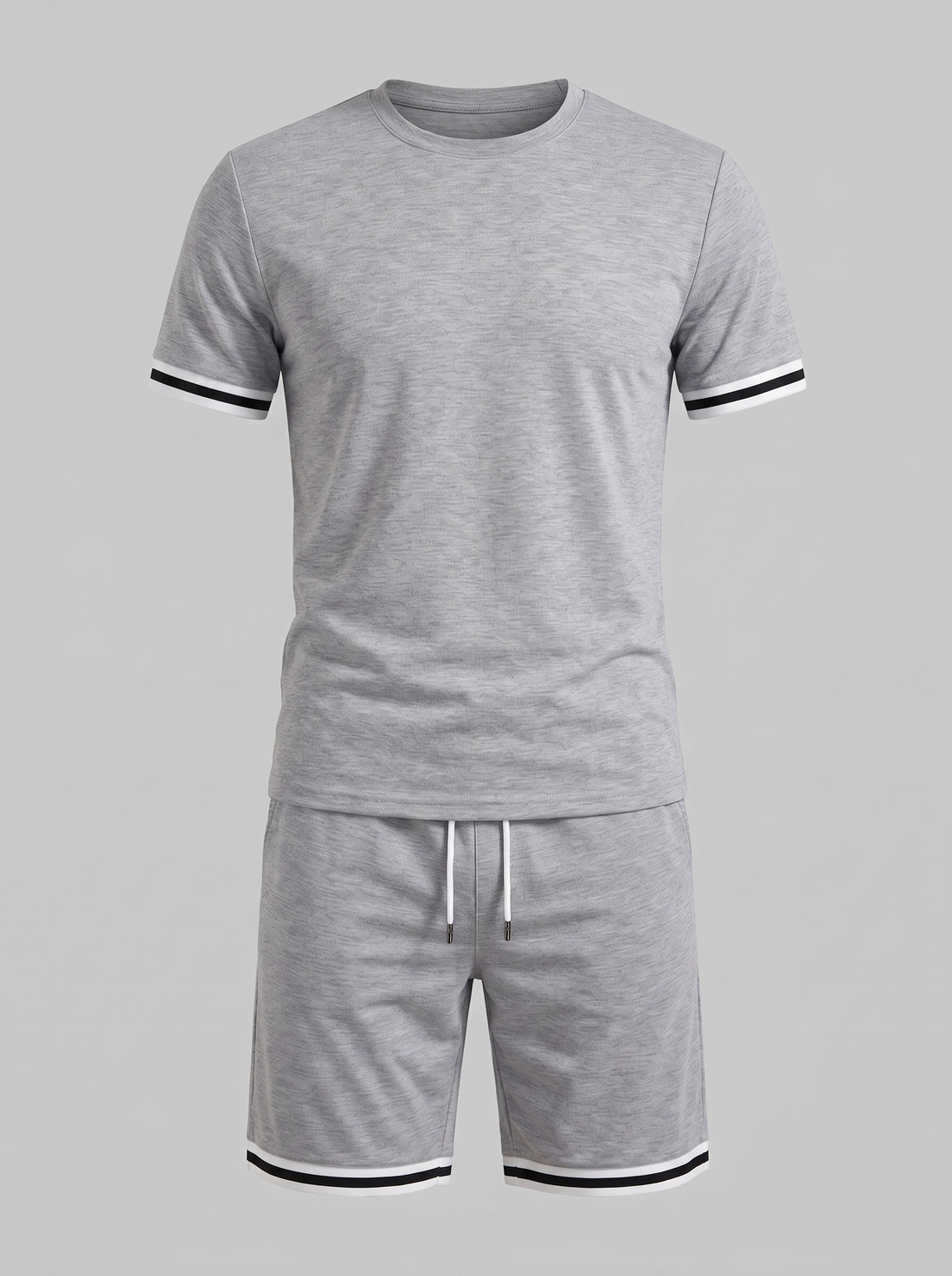 Men's Contrast Stripe T-Shirt and Shorts Set