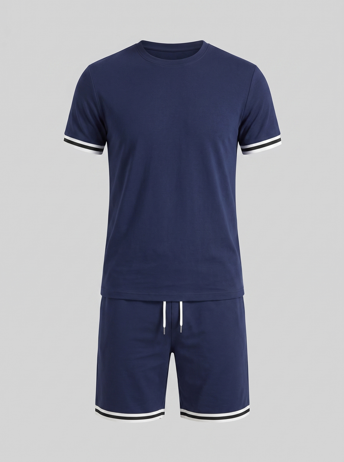Men's Contrast Stripe T-Shirt and Shorts Set