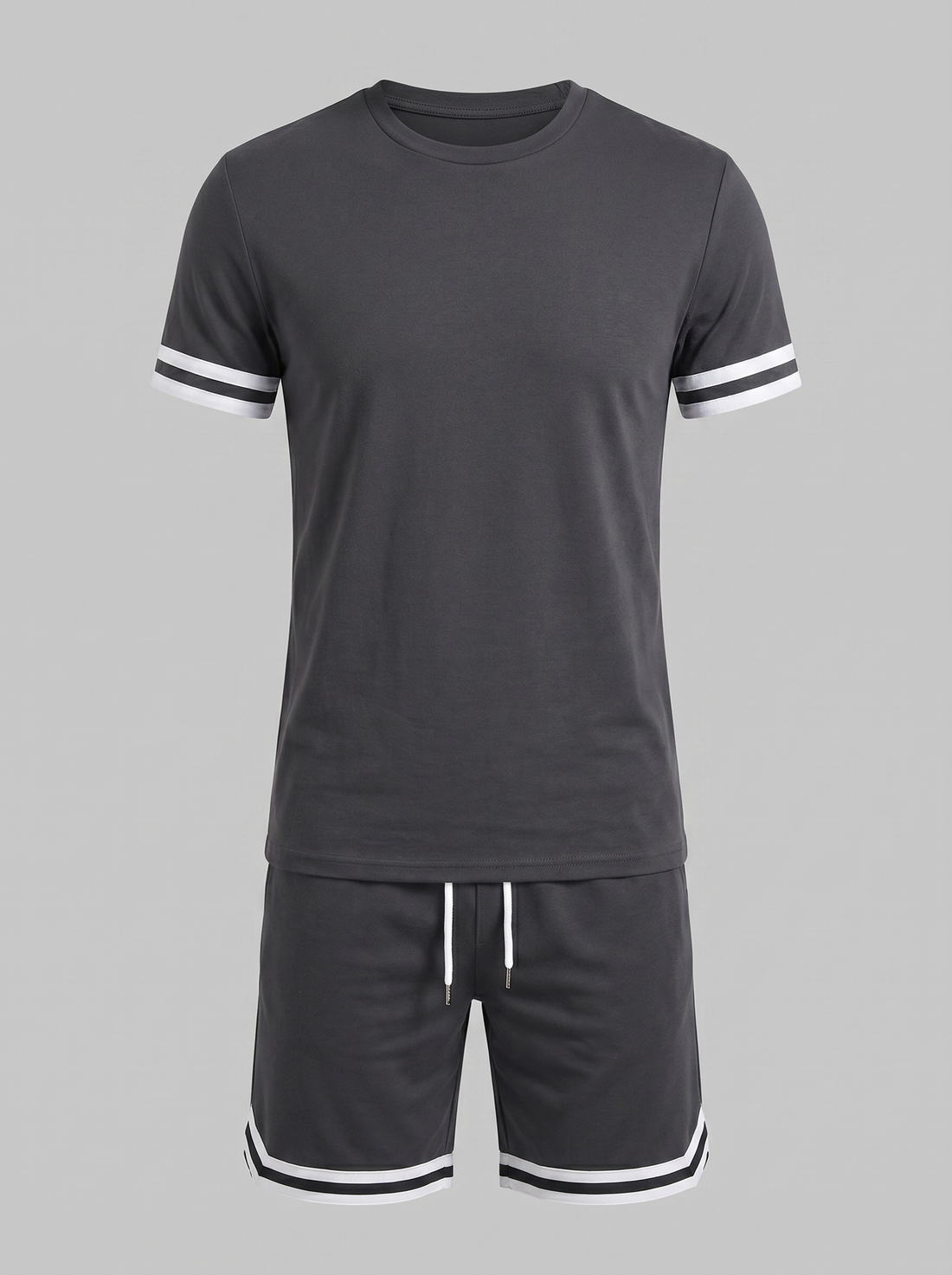 Men's Contrast Stripe T-Shirt and Shorts Set