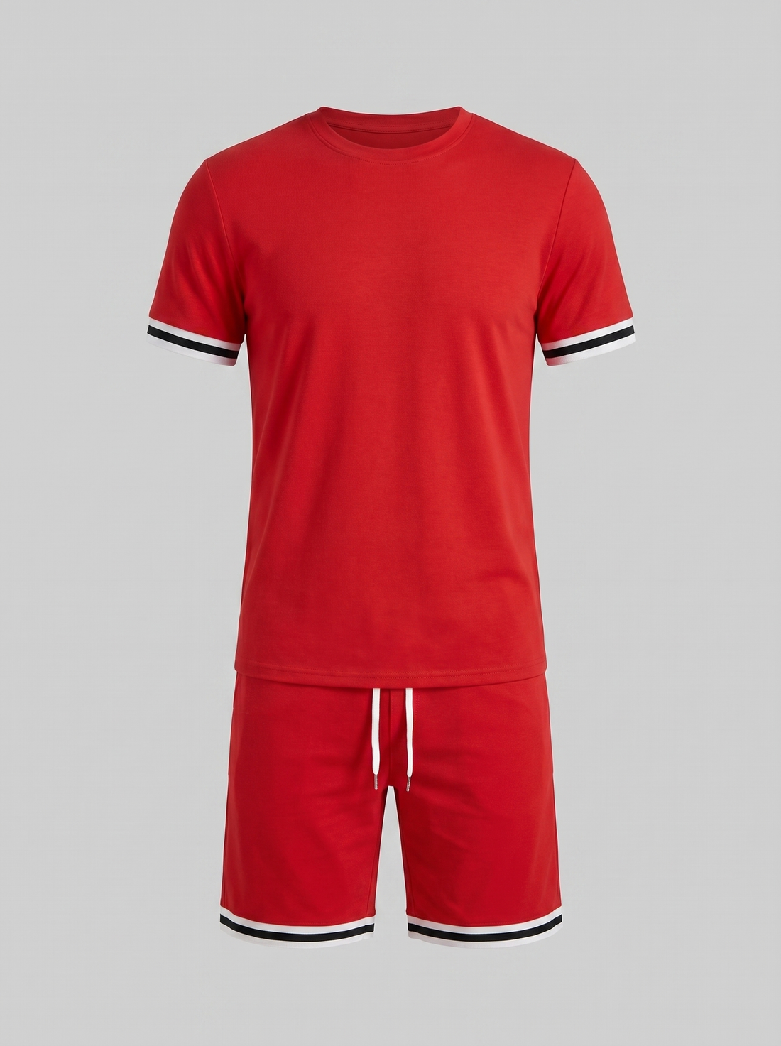Men's Contrast Stripe T-Shirt and Shorts Set