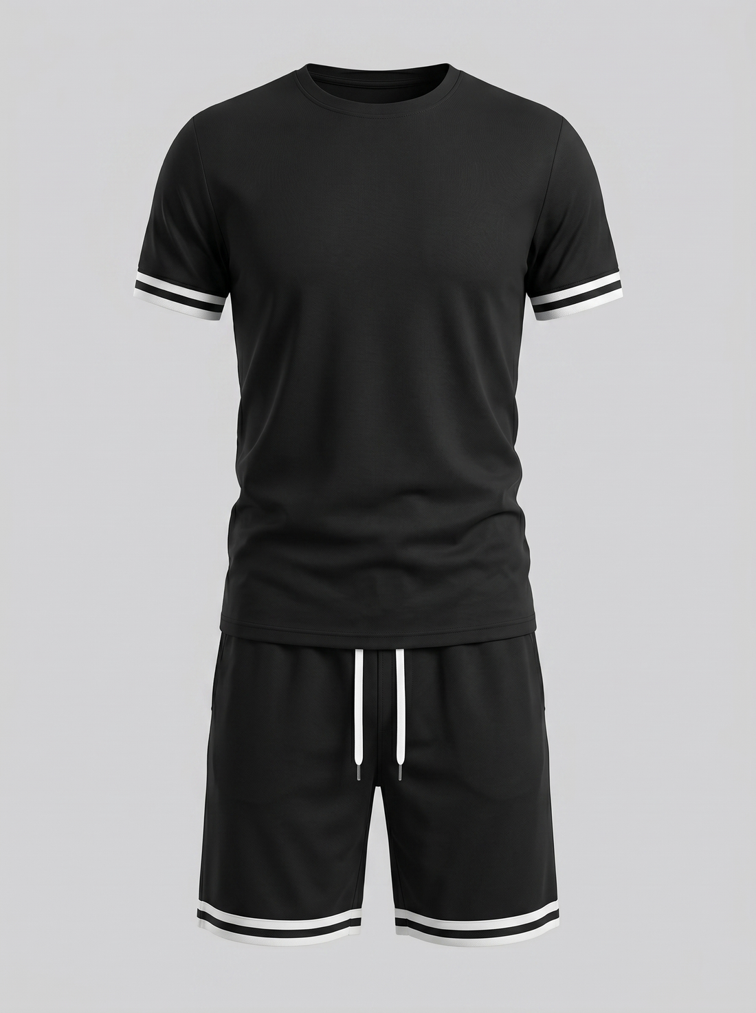 Men's Contrast Stripe T-Shirt and Shorts Set