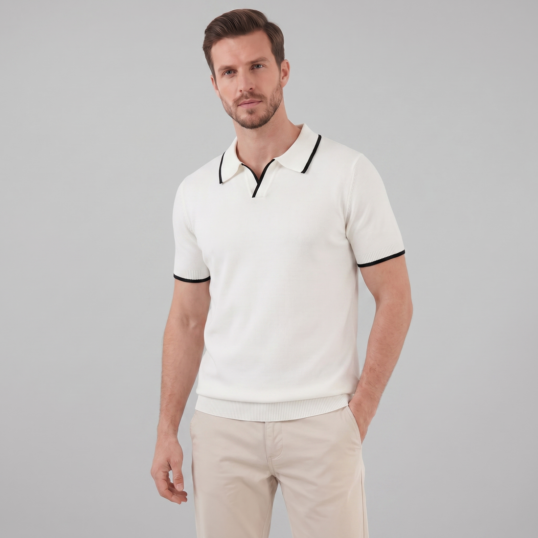 Men's Contrast Trim Knit Polo