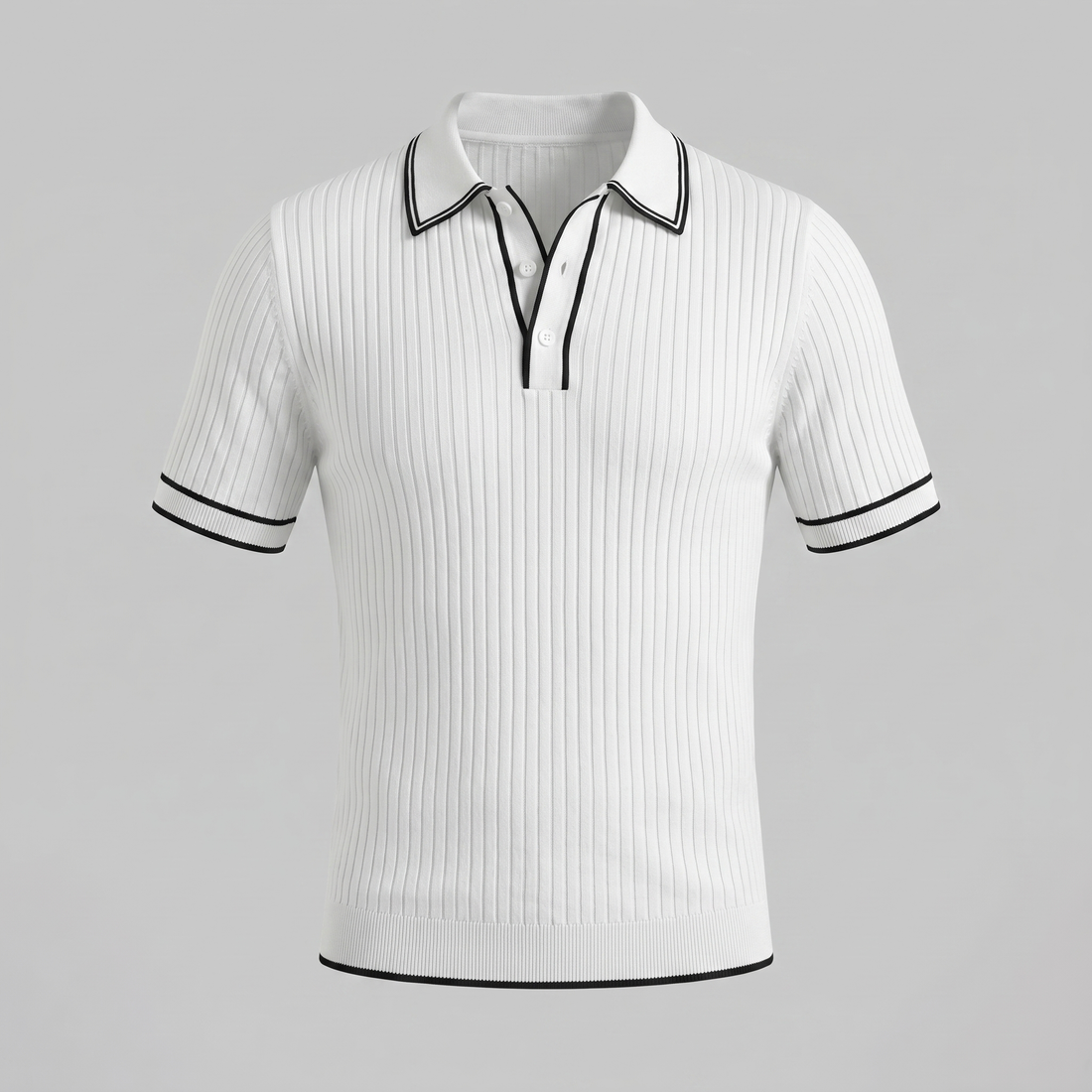 Men's Contrast Trim Ribbed Knit Polo