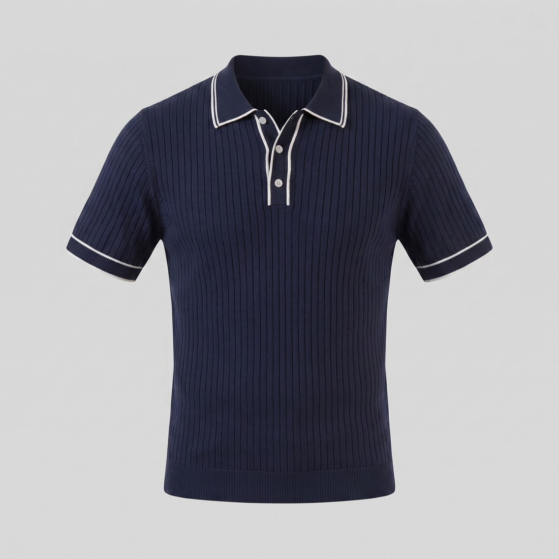 Men's Contrast Trim Ribbed Knit Polo