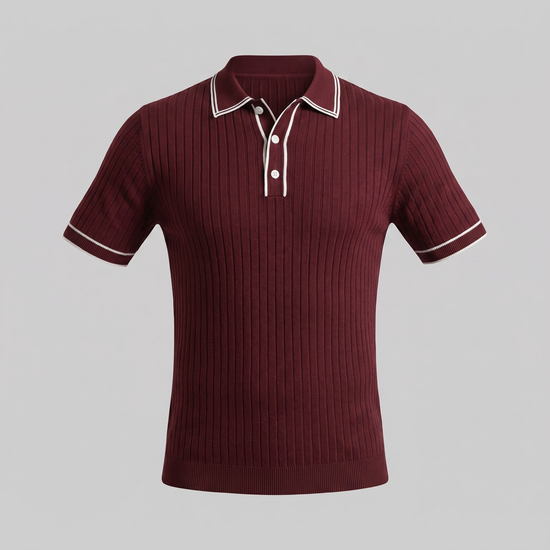 Men's Contrast Trim Ribbed Knit Polo