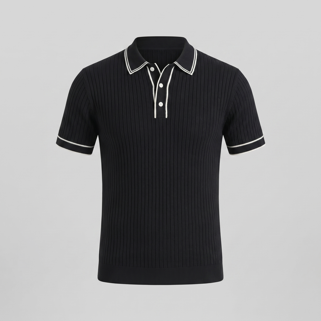Men's Contrast Trim Ribbed Knit Polo