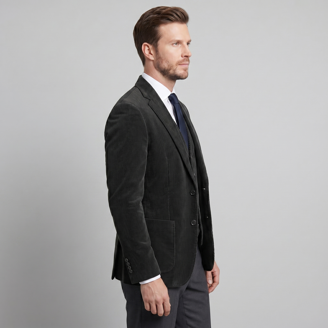 Men's Corduroy Blazer Jacket with Matching Vest