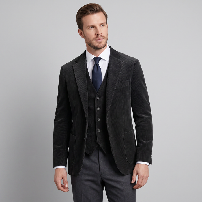 Men's Corduroy Blazer Jacket with Matching Vest